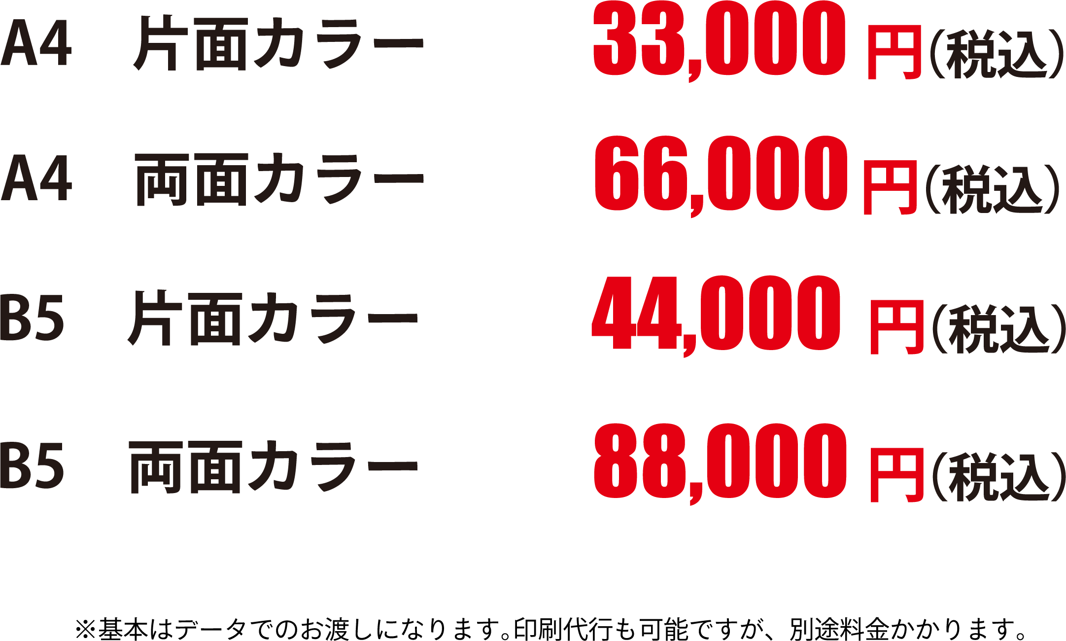 A4片面カラー33,000円から